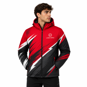 Custom Men's Hooded <b>Winter</b> Puffer <b>Jacket</b> Sublimation Print <b>Waterproof</b> Windproof Warm Outdoor Casual Full Zip Padded Coat OEM ODM - Product Image 1
