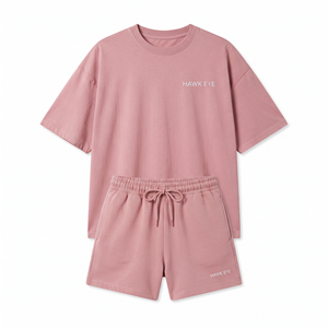 Ensemble Jogging d'été personnalisé avec logo, col rond, pour femme, deux pièces, tenue décontractée, t-shirt et short - Product Image 4
