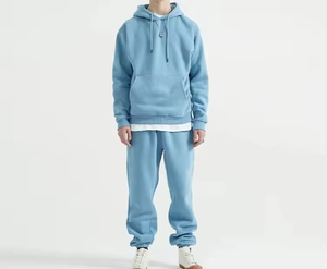 Private Label Unisex Acid Wash Printed Streetwear Breathable Cotton Fleece 2-Piece Autumn Tracksuit Jogger Pant Hoodie Set OEM - Product Image 3