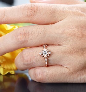 Round Cut Moissanite <b>Ring</b> 925 Sterling <b>Silver</b> Elegant <b>Solitaire</b> Engagement <b>Ring</b> Minimalist Wedding Jewelry Gift for Her - Product Image 4