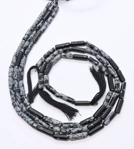 Perles en obsidienne noire naturelle AAA, forme de tuyau lisse, 5x14MM, perles carrées en pierre précieuse, 13 pouces, perles en obsidienne noire pour bijoux - Product Image 4