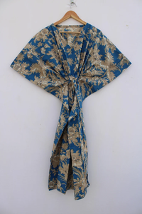 Vestido Kaftán Informal de Verano con Estampado Floral Tropical, sin Mangas, de Algodón, para Mujer, Ropa de Playa, Ropa de Estar por Casa, Textil Naaz - Product Image 4