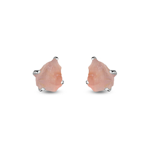 925 Sterling <b>Silver</b> Natural Rose Quartz Rough Butterfly Lock <b>Stud</b> <b>Earrings</b> Fashion Trendy Dainty Prong Setting Wedding Party - Product Image 2