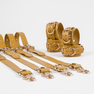 Custom Logo Genuine Leather <b>Bed</b> <b>Restraints</b> Harness Straps High Quality Bondage Belt Cuffs Set OEM RTTS-0135 - Product Image 6