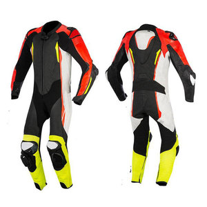 Combinaison de moto en cuir style course à mouvement flexible, tenue de moto renforcée pour un ajustement sécurisé - Product Image 1