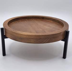 Base Redonda de Madera Natural para Exhibición de Pasteles, Plantas y Decoración - Product Image 5