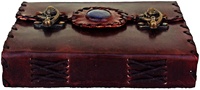 NEW ERA Journal en cuir noir gaufré fait main, relié au fil, avec double fermoir antique, Grimoire, 100 feuilles, bord festonné vintage