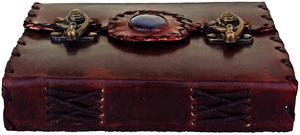 Journal en cuir noir gaufré fait main - Grimoire antique à double fermoir avec 100 feuilles et papier à bords festonnés vintage - Cadeau - Product Image 5