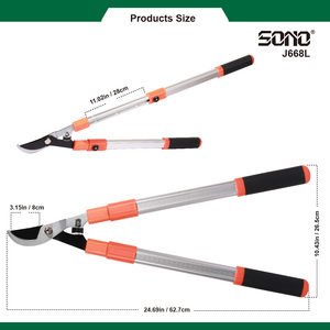 Tijeras de Podar Industriales SONO J668L de Acero al Carbono con Recubrimiento Antiadherente, Mangos de Aluminio/PVC, para Diestros, para Frutas - Product Image 4