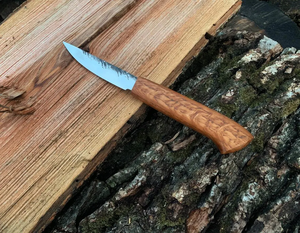 Custom Hand Forged Wood Carving Knife 8.5 cm Whittling Blade High Carbon Steel Woodworking Knife with Hardwood Handle <b>Leather</b> - Product Image 2