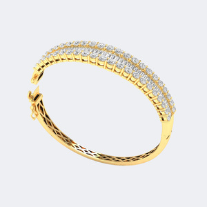 8.632CTW Lab Grown Round Channel Pave Diamond Gold Plated for Certified Women's Bangle Cuff <b>Bracelet</b> - Product Image 6