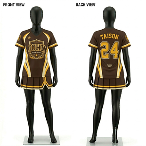 Maillot de cheerleading en polyester et élasthanne 180 GSM de qualité supérieure, jaune fluo, noir et bleu sarcelle, design à panneaux, logo personnalisé par sublimation - Product Image 2