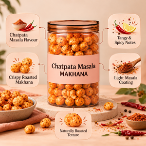 Chatpata Masala Makhana 90g |   Makhana semi-durci grillé |   Collation indienne saine, épicée et acidulée |   Namkeen riche en fibres |   Exportation Desi - Product Image 5