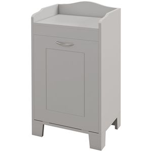 Mobiletto Moderno Ecologico per Lavanderia in Rattan e Bambù Bianco con Piano Ribaltabile e Cesto Portabiancheria da 5L - Product Image 1