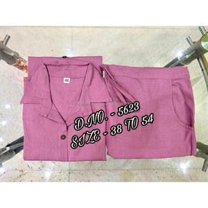 Beau cordon en tissu flammé en coton lourd de meilleure qualité (longueur courte 29 ") ensembles de chemises pour hommes avec boutons en bois - Product Image 6