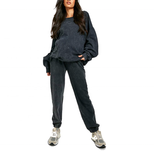 Conjunto Deportivo Personalizado OEM para Mujer, Estilo Oversize, Color Gris Lavado Ácido, Unisex, Hecho a Medida 2026 - Product Image 1