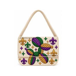 Sac à bandoulière brodé à la main avec perles de verre, style tuiles de Mahjong Mardi Gras, design personnalisé fait main, pour carnaval et festival - Product Image 5