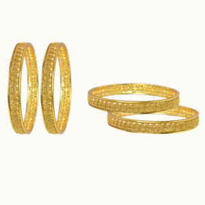Stunning and Exclusive Collection of Flawless Design Cubic Zirconia Classic Bangles with Gold Plated Brass Peace Pattern 444001 - Product Image 3