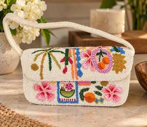 Sac à bandoulière bohème coloré à perles géométriques avec fermeture éclair et sangle unique pour femme – Collection été - Product Image 5