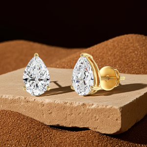 Boucles d'oreilles ovales à quatre griffes en diamant de laboratoire, en or, or rose, or blanc ou argent, taille ovale VVS VS D E F pour femme - Product Image 6