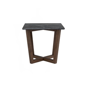 Modern Minimalist Marble Side <b>Table</b> Nordic Design Wooden Contemporary Dark Grey Stone Top Small Coffee <b>Table</b> - Product Image 3