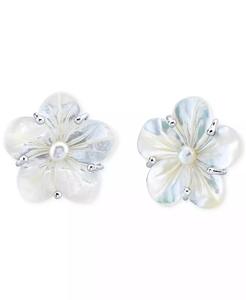 Pendientes de tuerca de flor de nácar blanco y Perla de agua dulce cultivada (5mm) en plata de ley | Macy's - Product Image 1