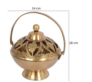 Quemador de Incienso de Latón, Dhoop Dani, Difusor de Aromaterapia Metálico para Hogar, Oficina, Templo - Product Image 2