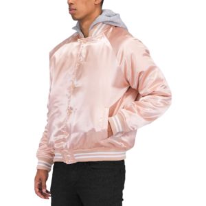 Blouson universitaire en satin polyester brillant coupe-vent 2026 avec patch brodé personnalisé – Blousons bomber en satin pour l'extérieur - Product Image 1