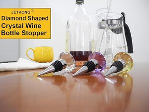 Juego de 3 Tapones de Vino de Cristal y Metal con Forma de Diamante en Morado, Amarillo y Transparente para Botellas de Vino - Product Image 5