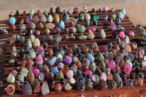 Wholesale Gemstone <b>Rings</b>, Boho <b>Ring</b> <b>Set</b>, Natural Crystal Statement <b>Rings</b> for Women, Adjustable Jewelry Bulk Gift - Product Image 1