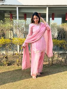 Designer Farsi Salawar <b>Set</b> Elegant Ethic wear Crafted in Classy Tones with premium satin fabric & Detailing - Product Image 3