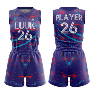 Conjunto de Camiseta y Pantalones Cortos de Baloncesto Sublimados Personalizados para Niñas, Cuello en V, Absorben la Humedad, 100% Poliéster, Uniformes Deportivos para Adultos - Product Image 4