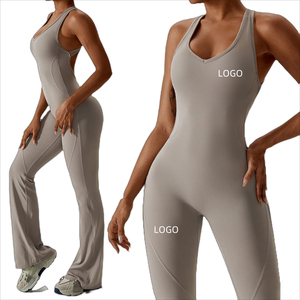Mono sin mangas de cintura alta para mujer, negro liso, con cuello cuadrado, largo completo, control de abdomen, ajuste ceñido, poliéster, ropa deportiva - Product Image 1
