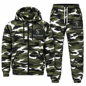 Style Threads <b>Camouflage</b> <b>Tracksuit</b> Set Full Sleeve Zipper Hooded Casual Wear for Adults with Custom Logo - Product Image 1
