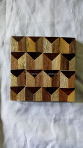 Posavasos Geométricos de Madera y Resina Marrón Tradicionales Hechos a Mano, de Lujo, Ecológicos, de 5 mm/6 mm, para Uso en el Hogar, Hoteles y Resorts - Product Image 2