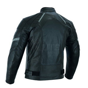 Veste de moto élégante, confortable et respirante pour homme, en cuir résistant, imperméable, coupe-vent, avec rembourrage de sécurité et fermeture éclair réglable - Product Image 5