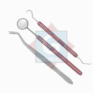 Kit de diagnostic dentaire 3 pièces Gray Rocks certifié CE, alimentation manuelle, comprenant miroir, explorateur et pince pour usage buccal - Product Image 3