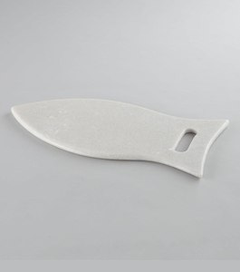 Planche à découper rectangulaire en marbre blanc naturel, style minimaliste, avec poignée, au meilleur prix - Product Image 4