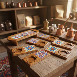 Plateau de service en bois fait main, design moderne et solide, forme rectangulaire, écologique, passe au lave-vaisselle, pour plats et assiettes de mariage - Product Image 5