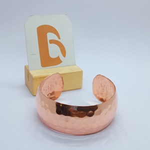 Rose Gold 99% <b>Copper</b> Alloy Cuff & Bangles <b>Bracelet</b> Vintage Hammered Texture Unisex Fashion Jewelry Gift - Product Image 3