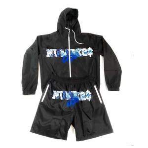 100% Cotton Breathable Quick Dry Water Resistant High Plus Size Fleece Lining Windbreaker Jacket Track Suit Set - Product Image 4