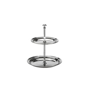 Support à cupcakes décoratif à 2 niveaux, luxe, avec poignée en anneau, en métal aluminium, forme ronde, finition dorée, pour mariage ou fête - Product Image 3