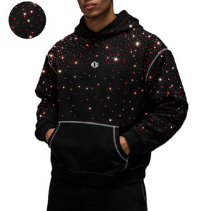Sweat-shirts personnalisés avec strass, coton lourd 400 GSM, coupe oversize à épaules tombantes, pull pour homme, vente en gros directe d'usine - Product Image 1