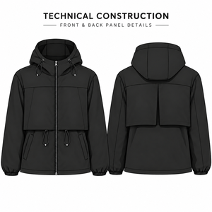 Custom <b>Women's</b> <b>Lightweight</b> Windbreaker <b>Jacket</b> Cropped Hooded Style with Hidden Mesh Vent Back Panel - Product Image 3