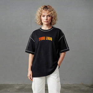 เสื้อยืดลำลองแขนสั้นผ้าฝ้ายแท้ 100% คุณภาพสูง แบบ OEM/ODM ปักลายปะติด แต่งขอบด้วยผ้าถักตัดสี - Product Image 1