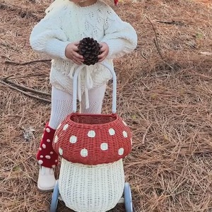 White mushroom-shaped <b>wicker</b> <b>basket</b> Handmade <b>Storage</b> <b>Basket</b> Wholesale eco-friendly Made in Vietnam Ready to stock - Product Image 5