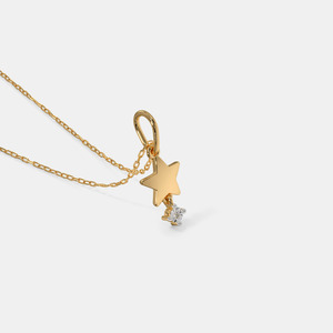 Yellow Gold Double Star Lab Grown Diamond Drop Pendant Necklace - Product Image 5
