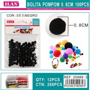 Palline Pompom ILAN 0,8 cm Nere 100 Pezzi Decorazioni Artigianali - Product Image 3