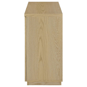 Vitrina moderna de madera con estantes de vidrio y puertas dobles para muebles de sala de estar, uso en interiores. - Product Image 5