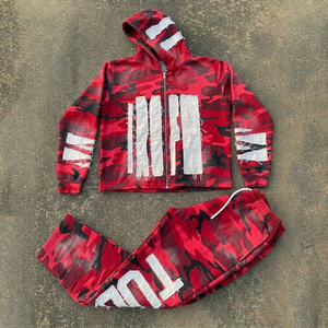 Conjunto Deportivo de Camuflaje con Parches Bordados, Sudadera con Cierre y Pantalones Deportivos con Cierre, Conjunto Deportivo para Hombre - Product Image 6